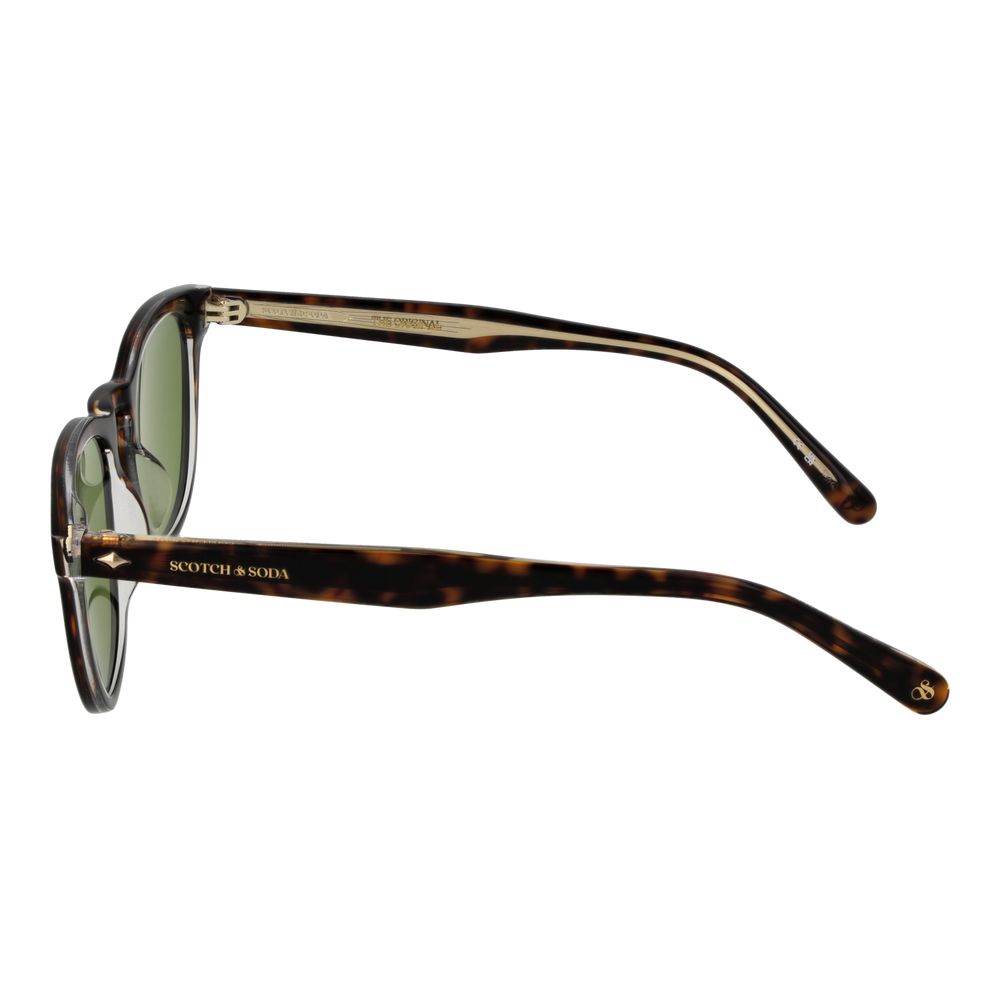 Scotch & Soda Brown Men Sunglass with metal full-rim frame, green plastic lenses, and 100% UVA & UVB protection.