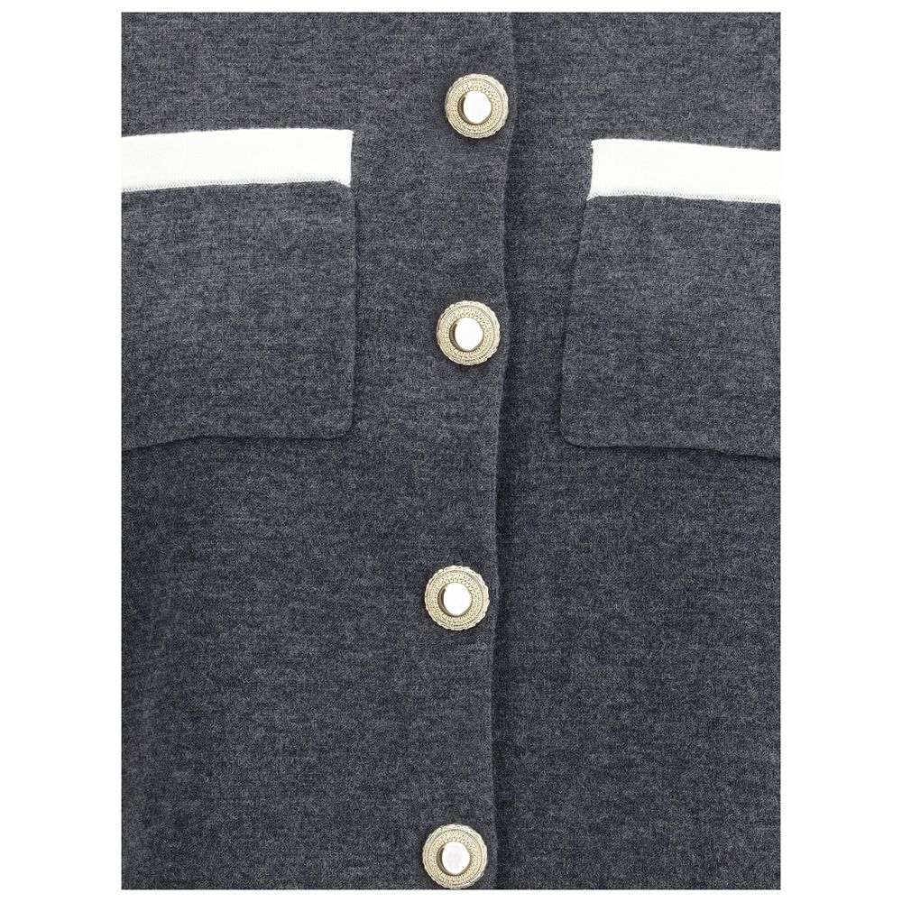 Self-Portrait Gray Wool Cardigan