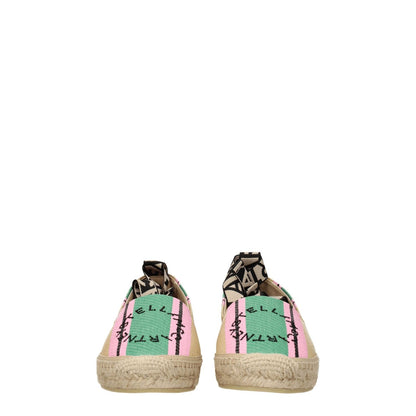 Stella McCartney Multicolor Fabric Espadrilles with round toe, logo details, and self-tie closures, featuring a rubber sole.