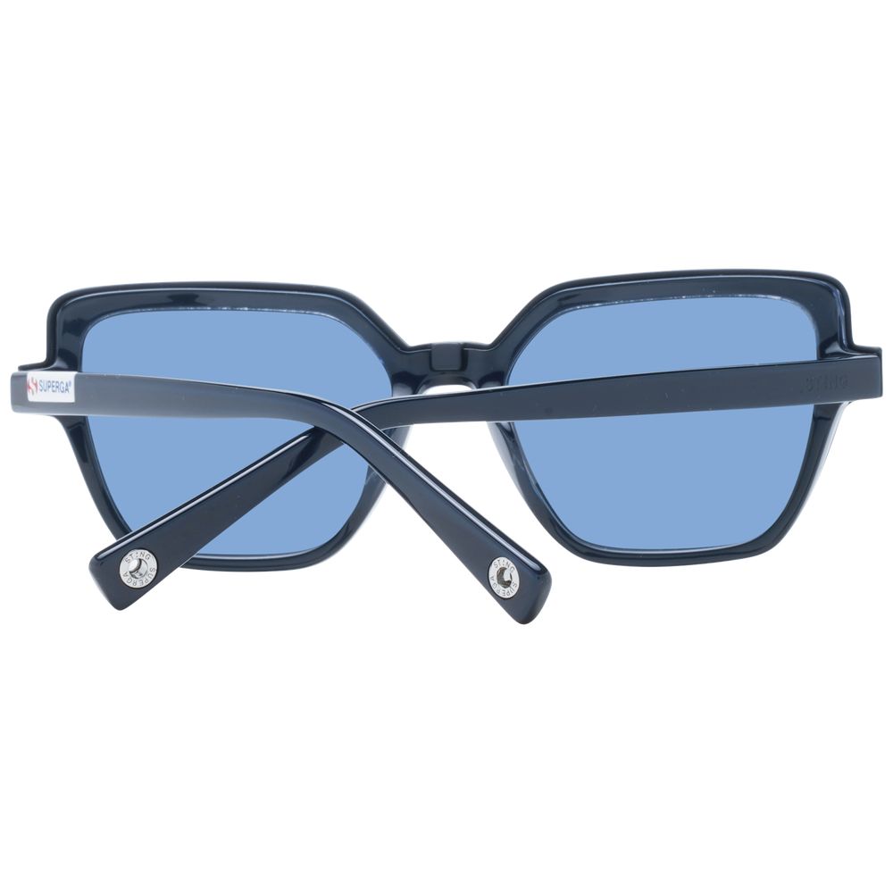 Sting Blue Men Glasses Frame with blue acetate full-rim frame, polarized lenses, rectangle style, and 100% UVA & UVB protection.