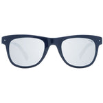 Alt Tag: Sting Blue Men Sunglass with full-rim acetate frame and mirrored grey lenses, 100% UVA & UVB protection.