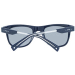 Sting Blue Men Sunglass in blue acetate and plastic full-rim frame with grey mirrored lenses, providing 100% UVA & UVB protection.
