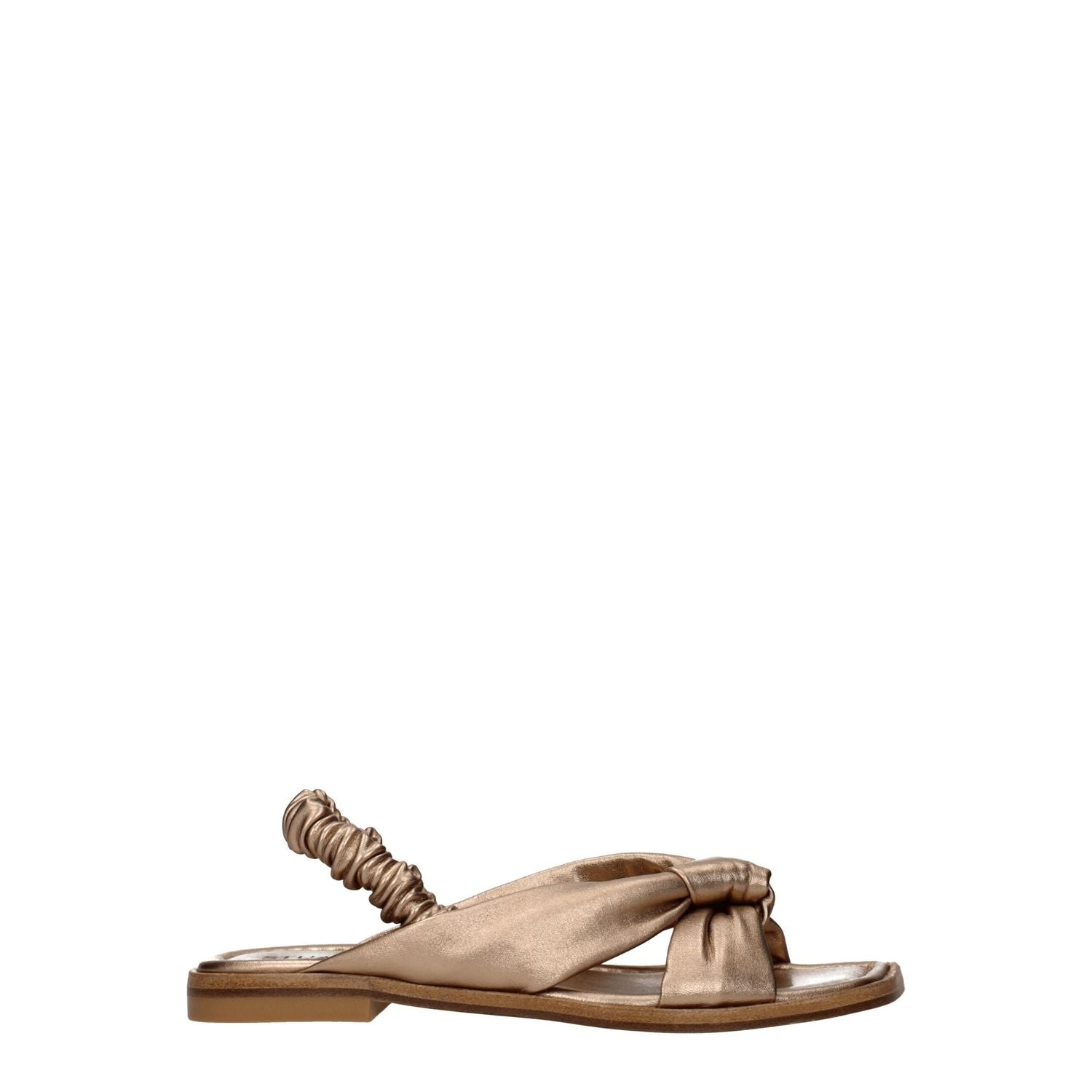 Stuart Weitzman Gold Leather Flat Sandals