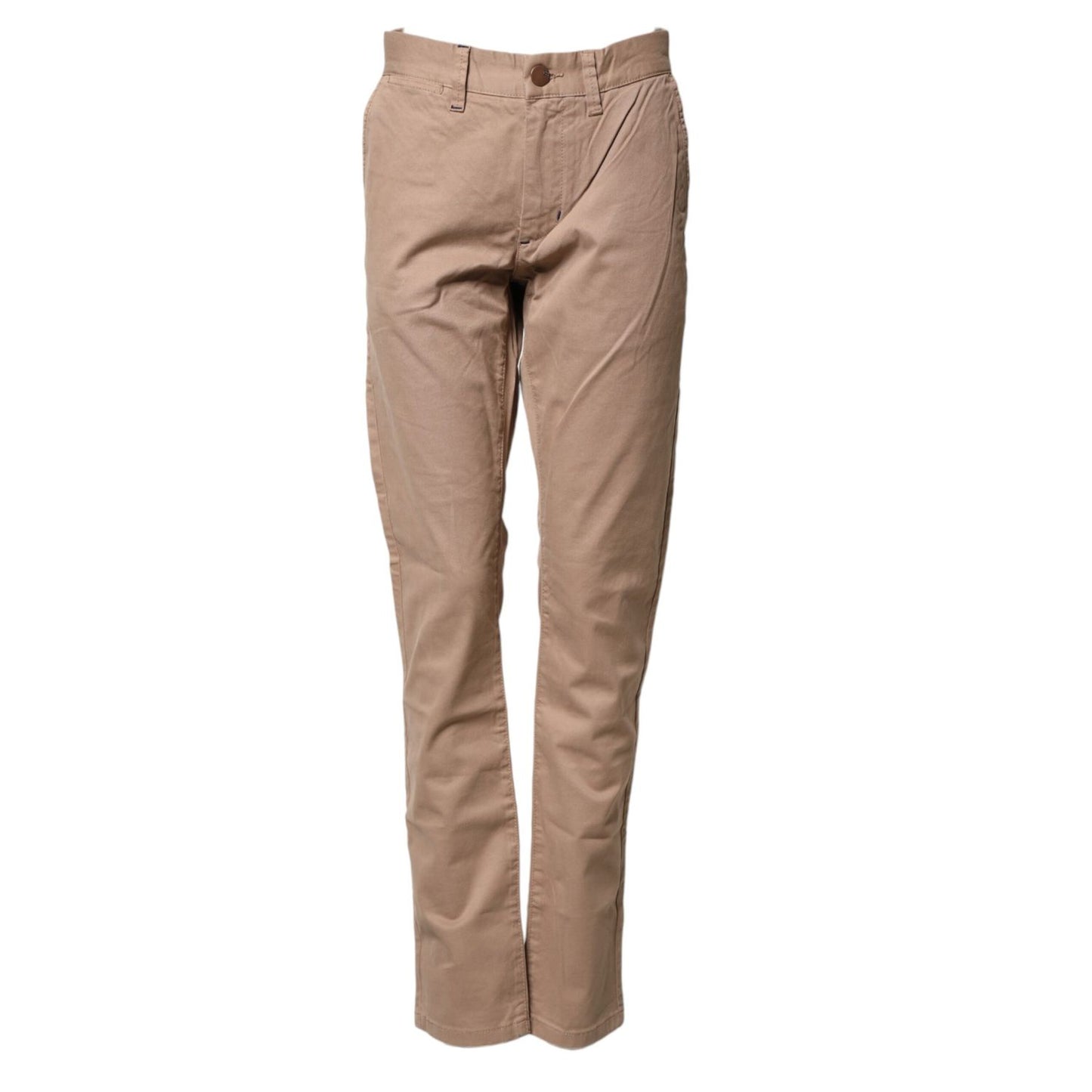 Sun68 Beige Cotton Mid Waist Straight Men Chino Trouser Pants Sun68