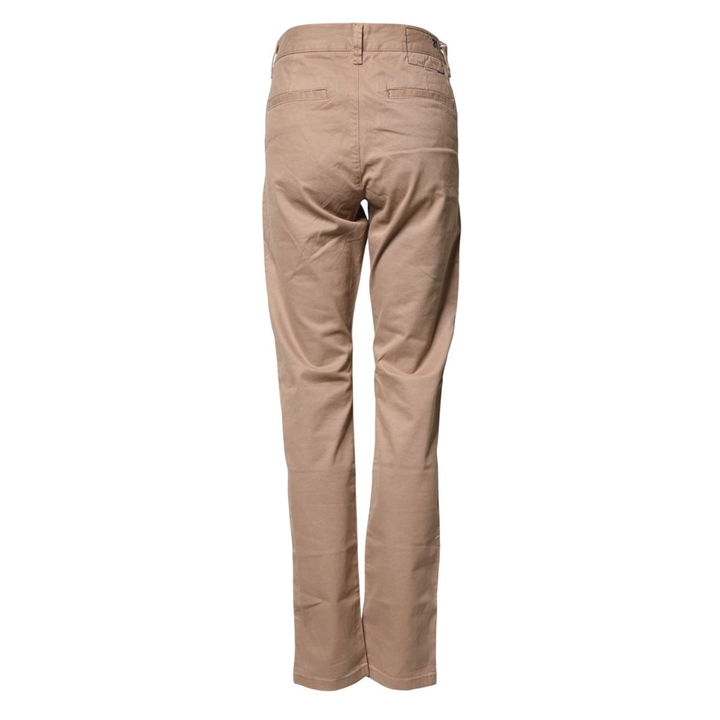 Sun68 Beige Cotton Mid Waist Straight Men Chino Trouser Pants Sun68
