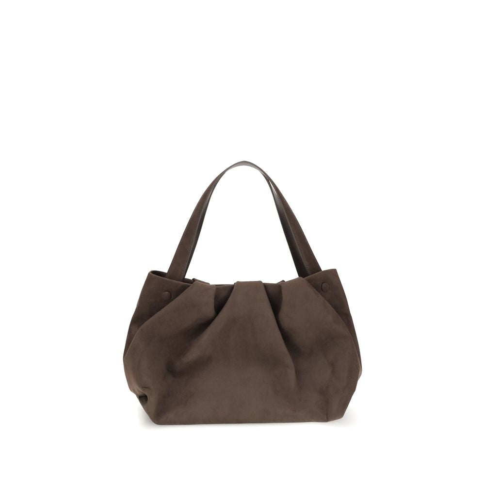 THEMOIRè Brown Other Fibres Shoulder Bag with vegan suede leather and removable strap, elegant design for AW25 season.