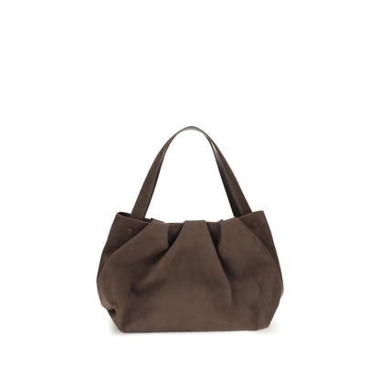 THEMOIRè Brown Other Fibres Shoulder Bag with vegan suede leather and removable strap, elegant design for AW25 season.