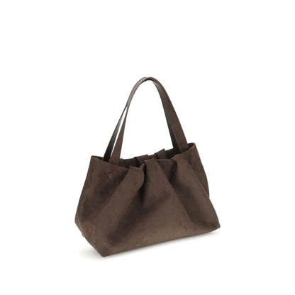 THEMOIRè Brown Other Fibres Shoulder Bag with vegan suede leather, removable strap, and magnetic closure for AW25.