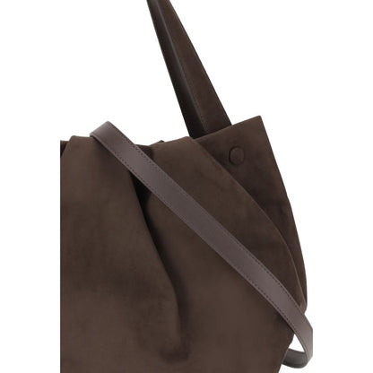 THEMOIRè Brown Other Fibres Shoulder Bag with vegan suede leather design and removable strap.