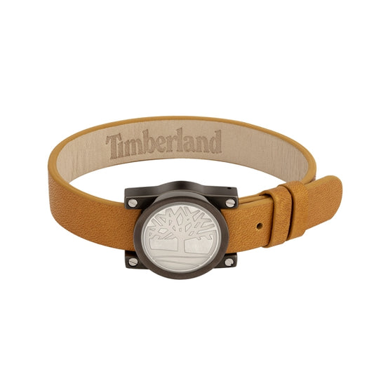 TIMBERLAND JEWELS JEWELRY Mod. TBL26517BLC01 leather bracelet with engraved logo on metal plate.