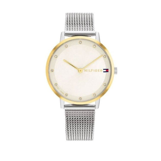 TOMMY HILFIGER Mod. 1782667 ladies' quartz analog watch with mineral dial and stainless steel bracelet, 3 ATM water resistance.