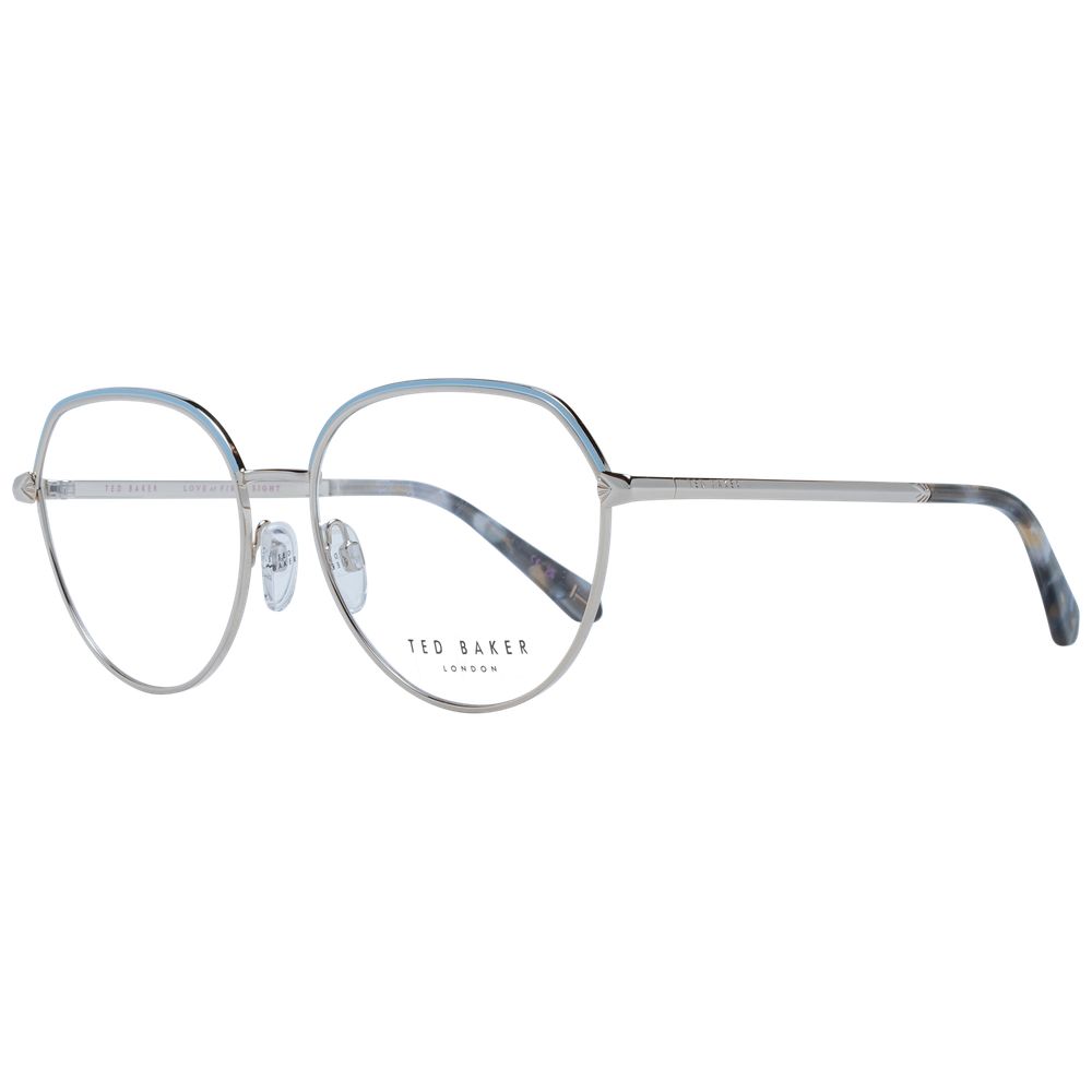 Ted Baker Blue Women Glasses Frame in metal full-rim style with round lenses, size 53-16-135, includes branded case.