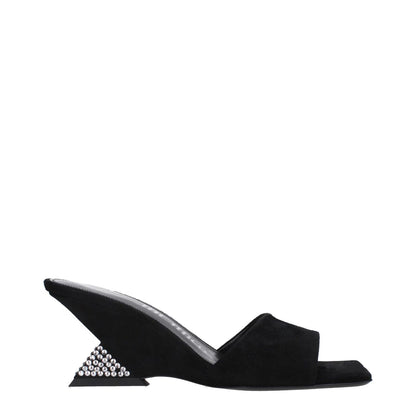 The Attico Black Leather Platform Sandals