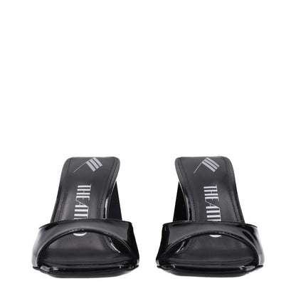 The Attico Black Leather Stiletto Heel Sandals