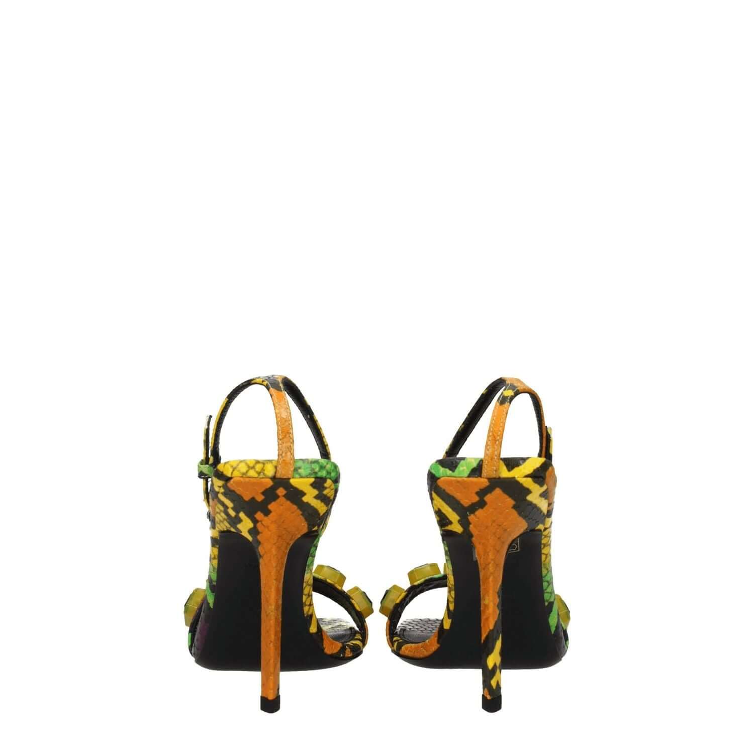 The Attico Multicolor Leather Stiletto Heel Sandals