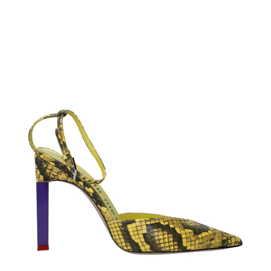 The Attico Yellow Leather High Heel Pumps