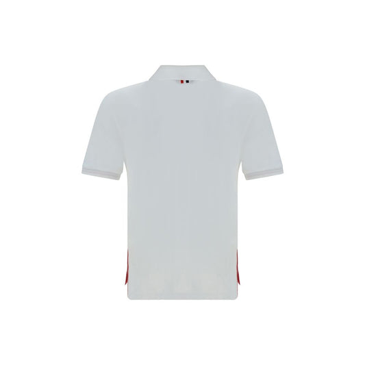 Thom Browne Short Sleeves Polo Shirt featuring classic collar and distinctive side slits with buttons for a sophisticated look.