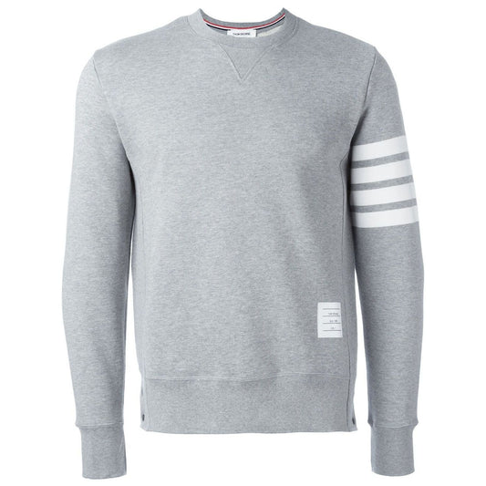 Thom Browne Sweaters Grey - Pebble grey loopback cotton jersey with 4-Bar stripe, crew neck, ribbed trims, crafted in Japan.