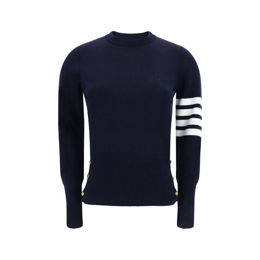 Thom Browne Virgin wool Sweater with iconic horizontal bands and ribbed cuffs, showcasing elegant and tailored design.