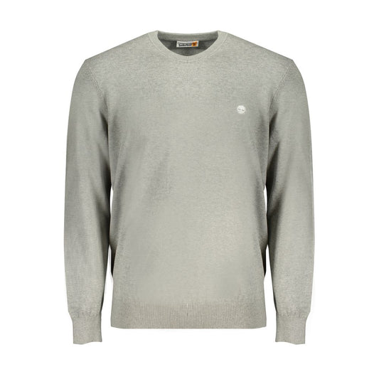Timberland Gray Cotton Sweater, crew neck, long sleeved, 100% organic cotton, featuring logo