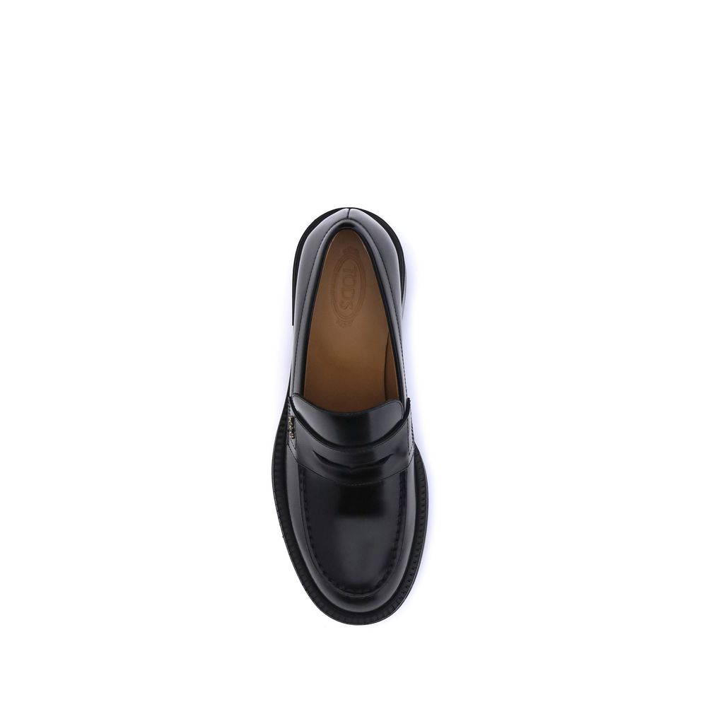 Tod's Black Calf Leather Bos Taurus Platform Loafers