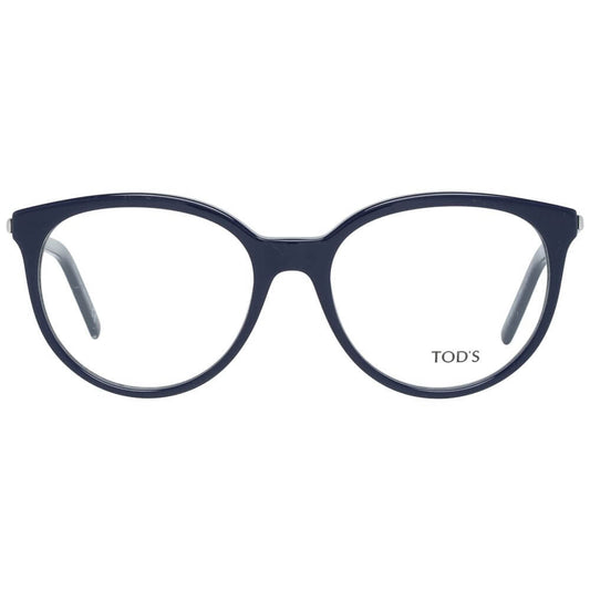 Tod's Blue Women Glasses Frame in full-rim butterfly style, metal & plastic material, dimensions 53-16-140, includes branded case.