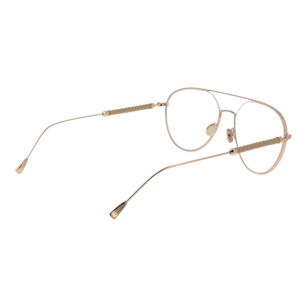 Tod's Rose Gold Metal Glasses (Frames) for men, half-rim aviator style with rose gold metal frame and demo lenses, size 56-17-145.