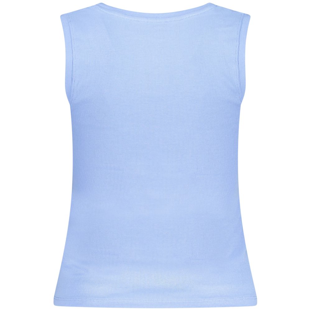 Tommy Hilfiger Blue Cotton Tank Top with wide neckline, logo embroidery, made of 95% regenerative cotton.