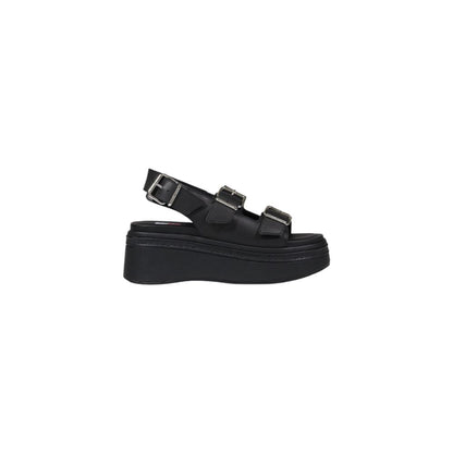 Tommy Hilfiger Jeans Black Leather Platform Sandals