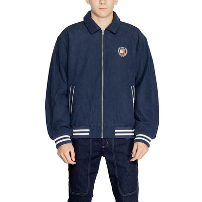 Tommy Hilfiger Jeans Blue Recycled Polyester Jackets And Coat, men's jacket with crest embroidery and zip closure