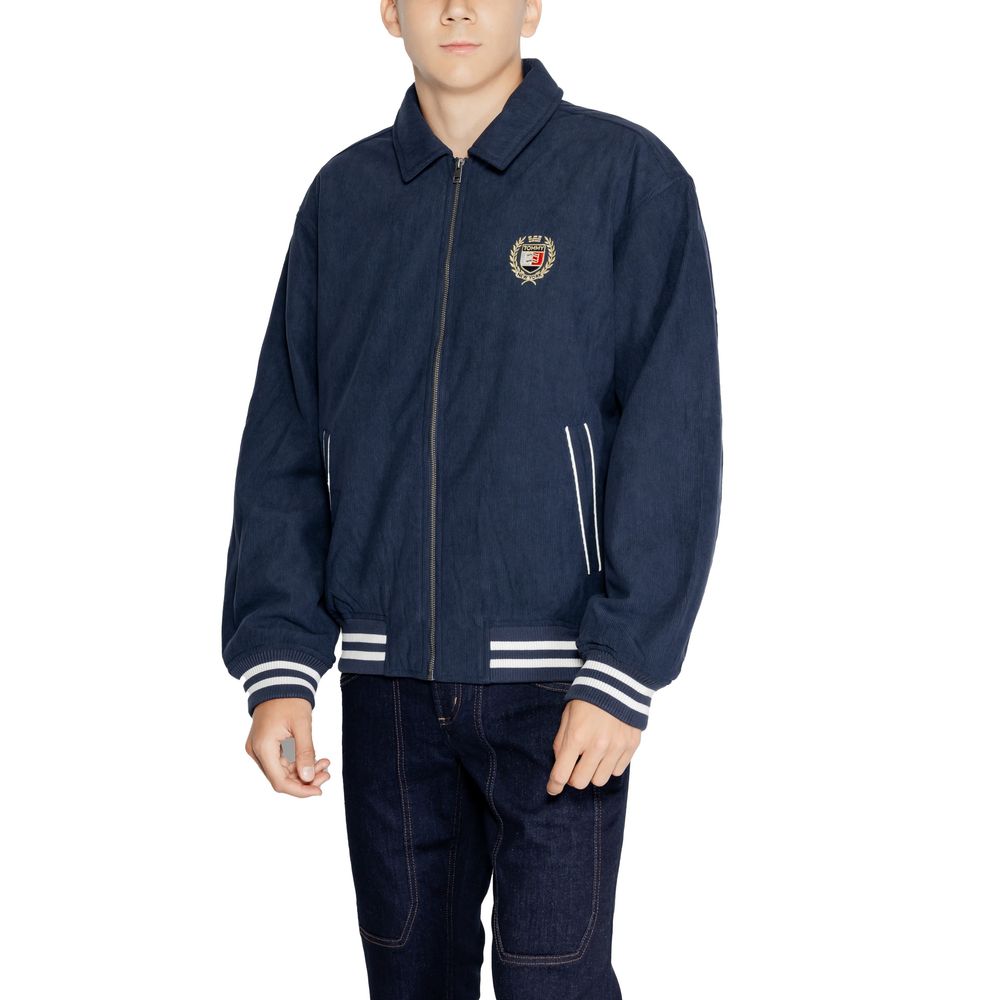 Tommy Hilfiger Jeans Blue Recycled Polyester Jackets And Coat featuring crest embroidery and classic collar on male model