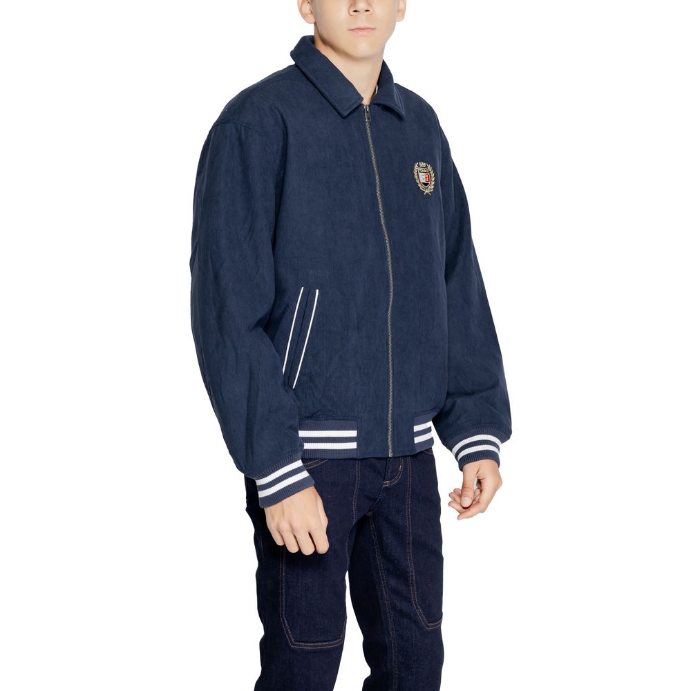 Tommy Hilfiger Jeans Blue Recycled Polyester Jackets And Coat featuring a crest emblem and classic style.
