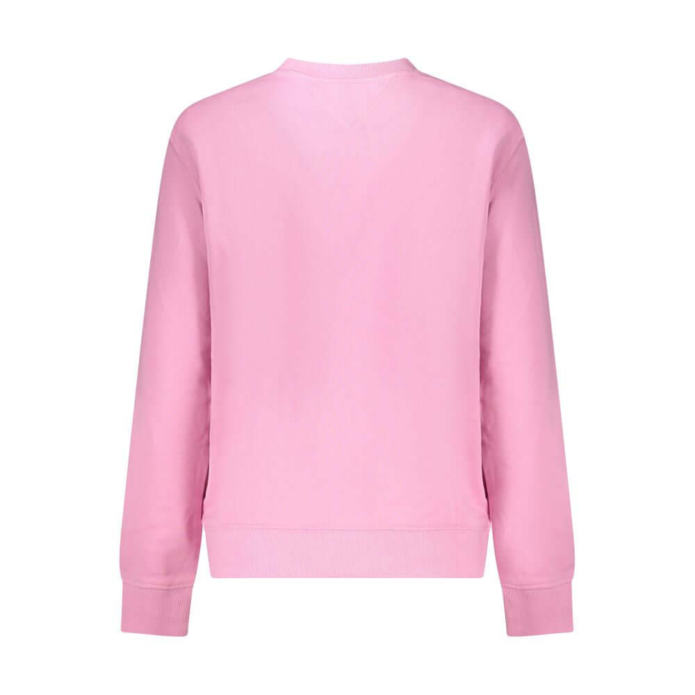 Tommy Hilfiger Pink Cotton Women Sweater, eco-conscious and stylish long-sleeved design with iconic logo, back view.