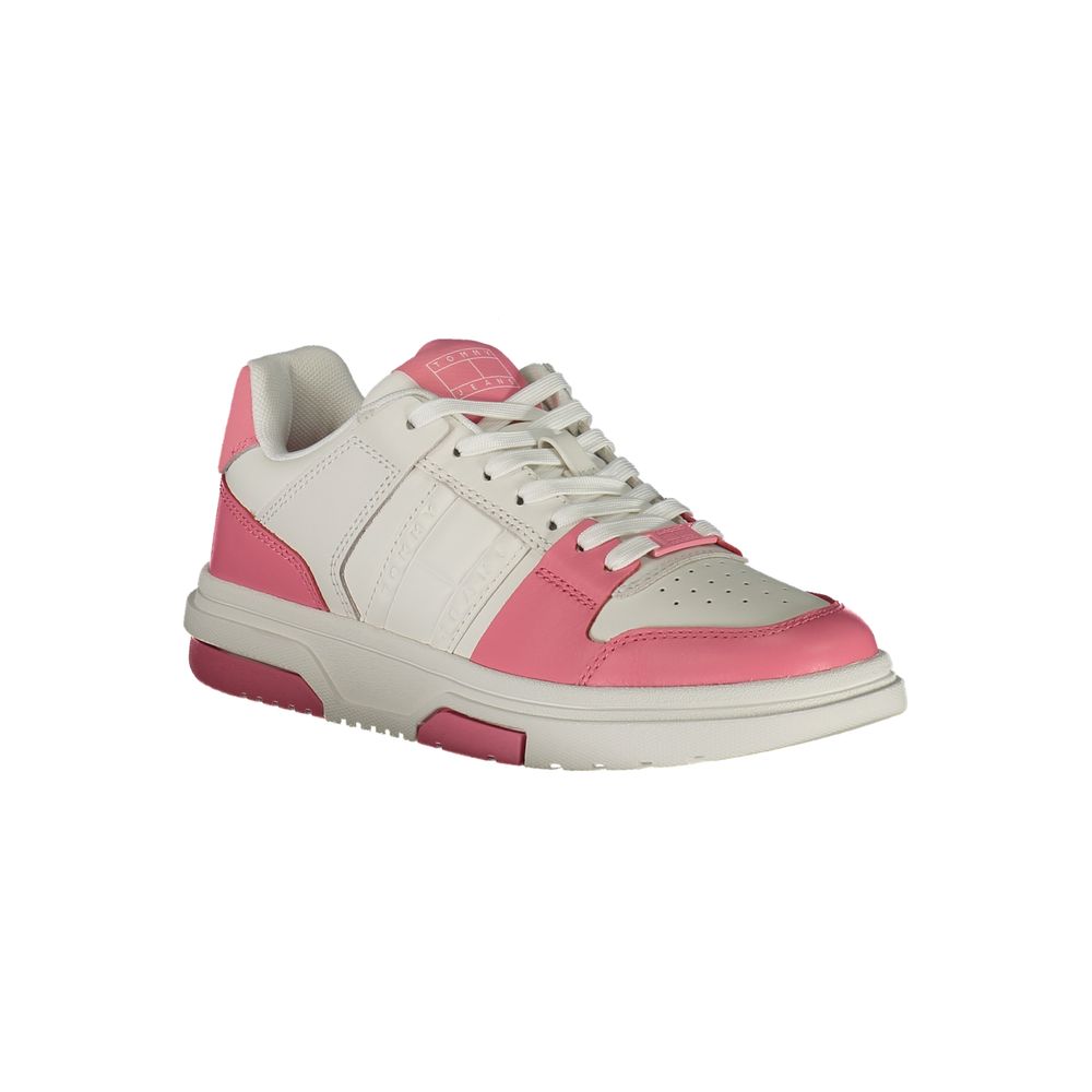 Tommy Hilfiger Pink Leather Women Sneaker with contrasting details and logo