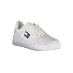 Tommy Hilfiger White Polyester Sneaker with 4 cm wedge and logo, sports footwear with laces