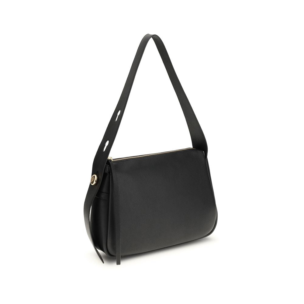 Front view with bag zipped and handles upright.