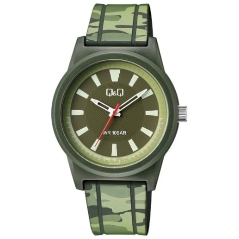 Q&Q Mod. GENT ONLY TIME wristwatch, 40mm resin case and strap, green dial, water resistant 10 ATM, quartz movement, official packaging.
