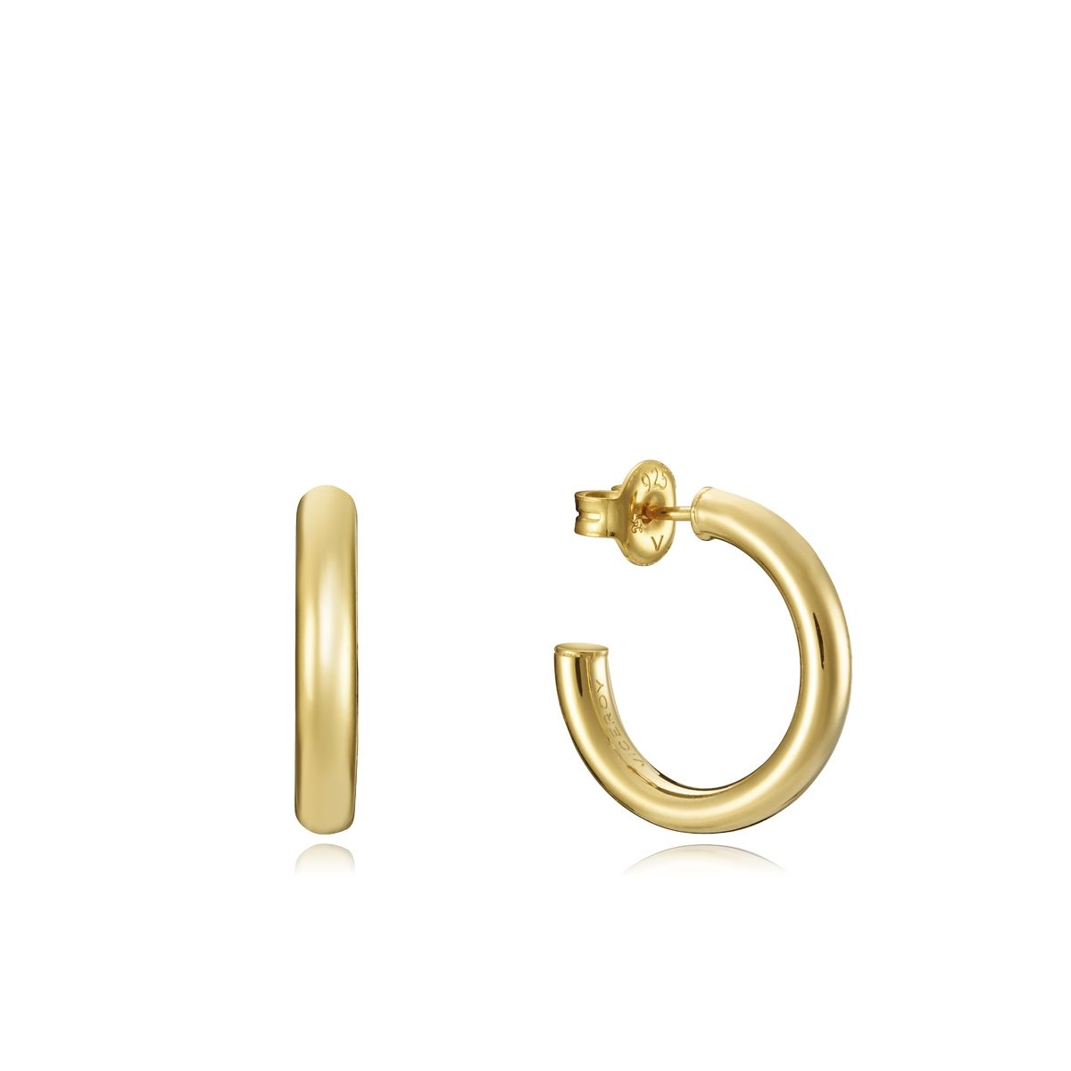 Gold hoop earrings with a minimalist design for ladies by VICEROY JEWELS Mod. 13060E100-06, crafted in Silver 925°.
