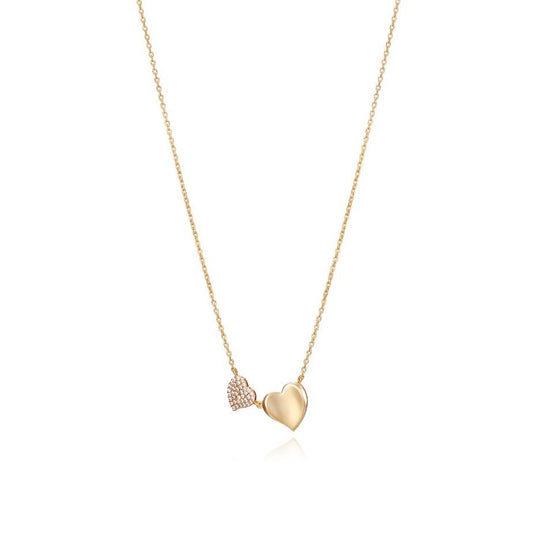 Elegant heart-shaped necklace by VICEROY JEWELS Mod. 13125C100-36 in silver, featuring two intertwined gold hearts for ladies.