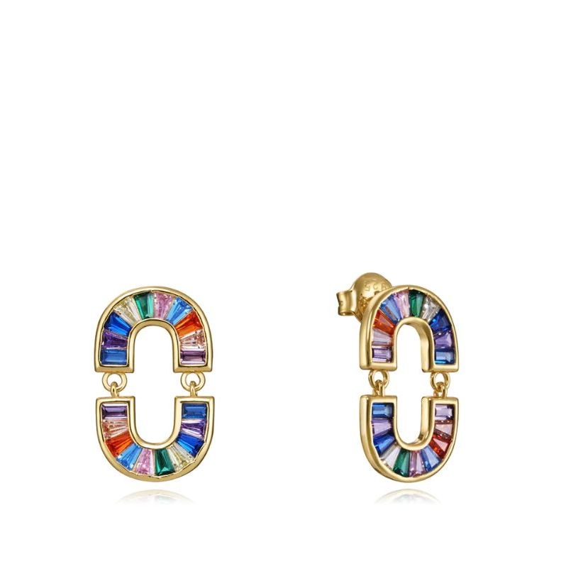 Gold and multicolored stone earrings fashion jewelry with unique design