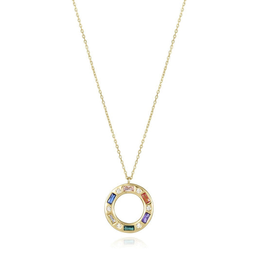 VICEROY JEWELS Mod. 13208C100-39: Elegant silver 925° lady's necklace with multifaceted colorful pendant, quartz analog, 10 ATM water-resistant.