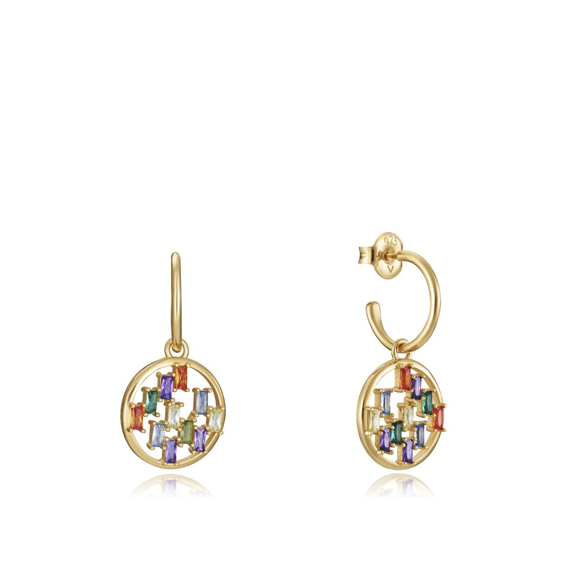 Colorful gemstone earrings, round design, perfect for elegant style