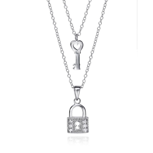 VICEROY JEWELS Mod. 5091C000-30 silver lock and key necklace for women with quartz movement, 925° silver, and water resistance.