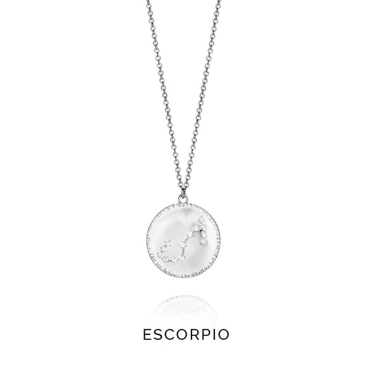 Silver Scorpio pendant necklace featuring a celestial design, perfect for astrology enthusiasts.