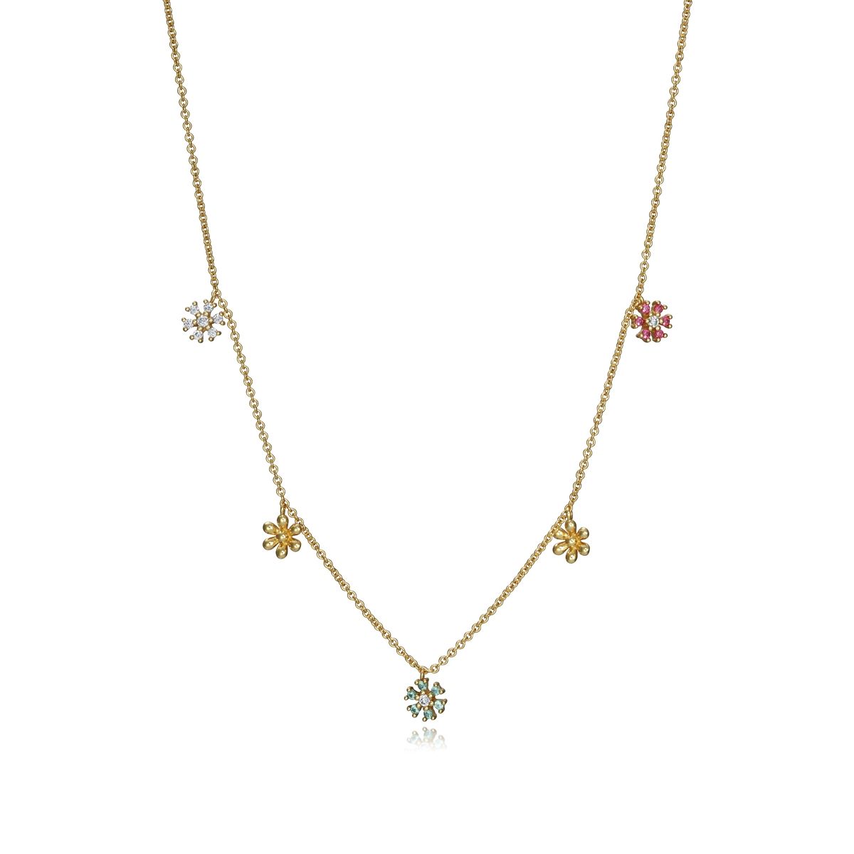 Elegant gold necklace with colorful flower pendants showcasing VICEROY JEWELS Mod. 61072C100-39 design for ladies.