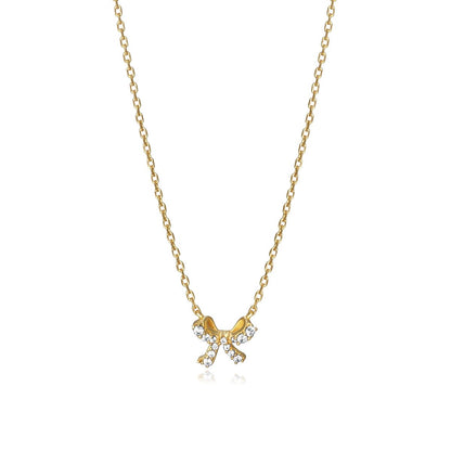 Gold necklace with a bow design featuring small gemstones, representing VICEROY JEWELS Mod. 61078C100-36 for ladies.