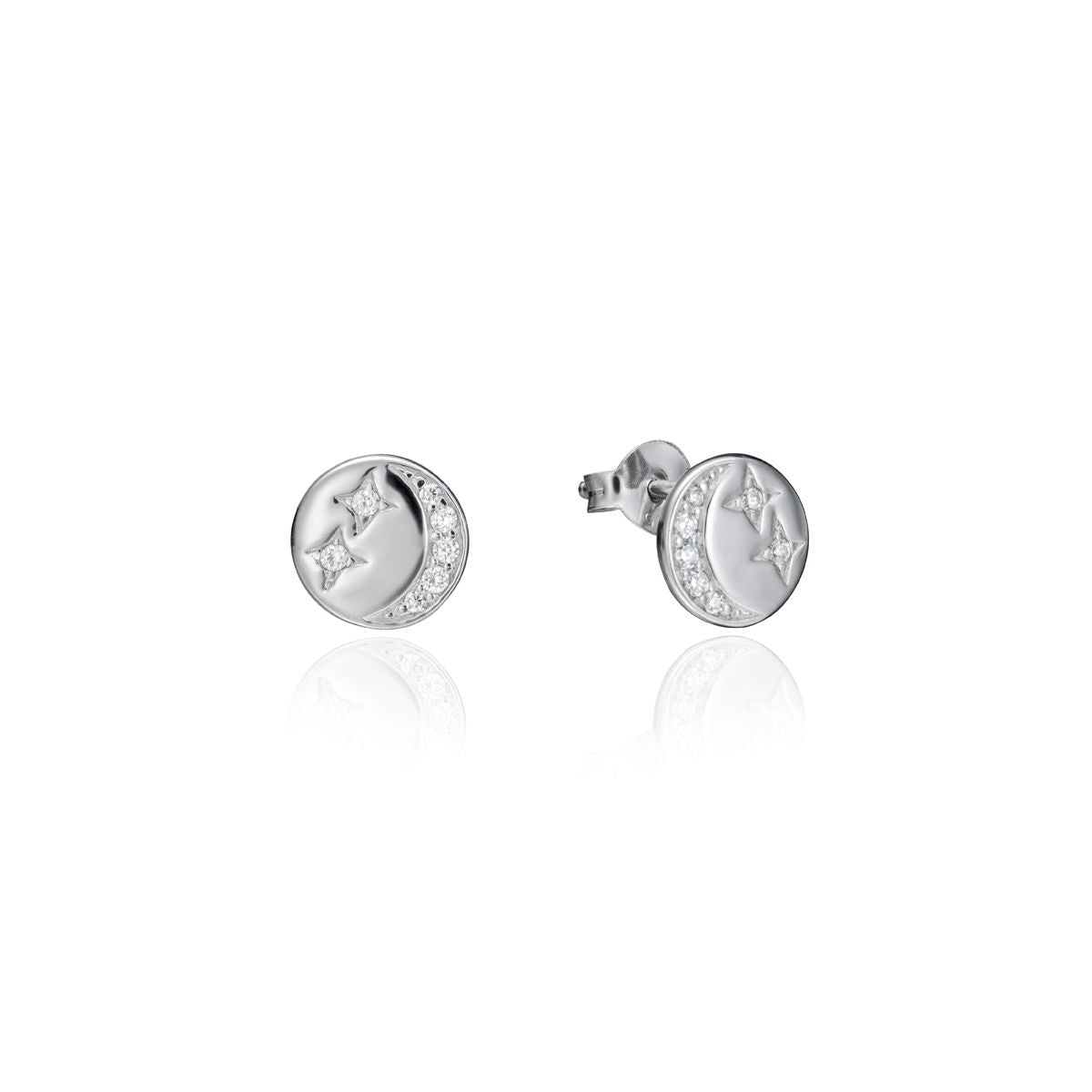 VICEROY JEWELS Mod. 71059E000-30 ladies' silver earrings with star and moon design, quartz analog, 3 ATM water resistant, in official box.