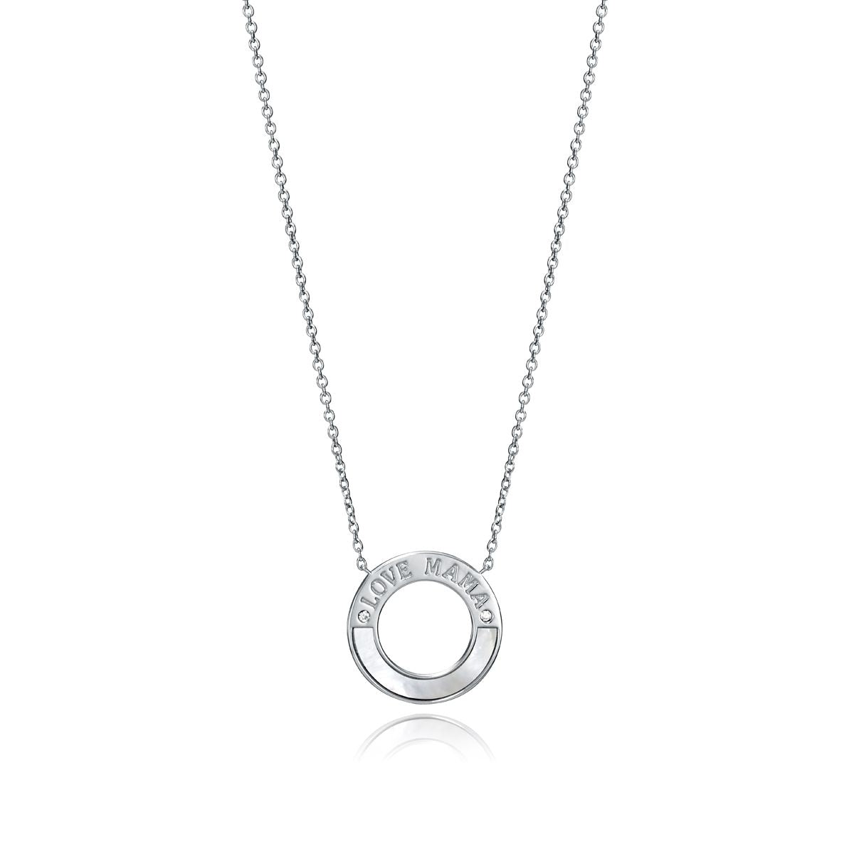 Elegant silver necklace with a circular pendant inscribed 'LOVED' from VICEROY JEWELS Mod. 85013C000-90 for ladies. Quartz, water-resistant to 5 ATM.