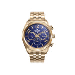 VICEROY Mod. 471195-97 men's quartz watch with gold case, blue dial, 42mm, 10 ATM water resistance, multifunction features.