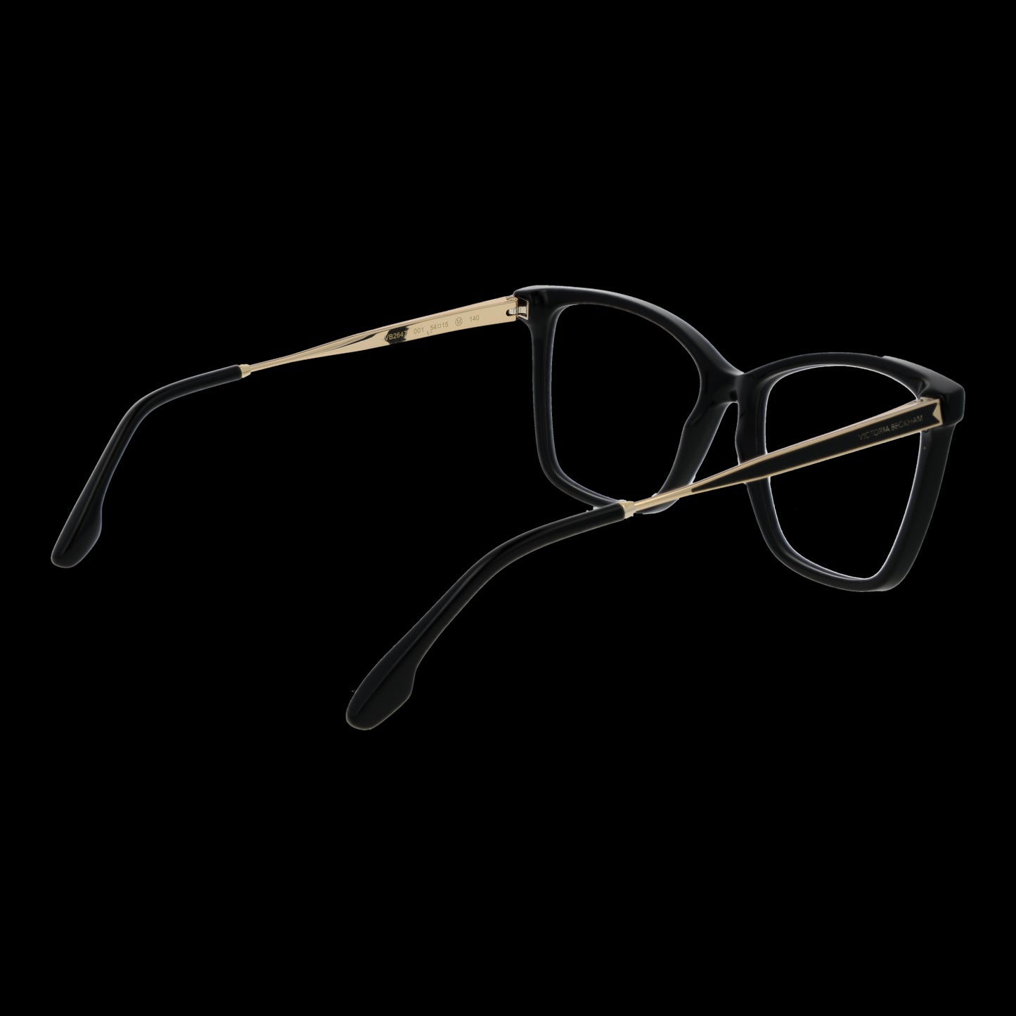 VICTORIA BECKHAM MOD. VB2647 54001 stylish eyeglasses for lady, black and gold frame on black background